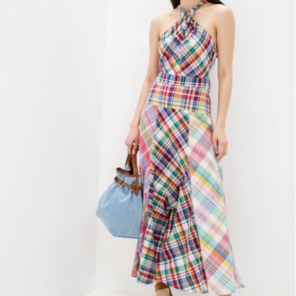 NWT Polo by Ralph Lauren Madras Cotton Halter Dress